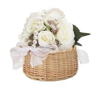 Panier à fleurs tressé avec poignée en perles
