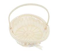 Panier à Fleurs Tressé Blanc Poignée, Décoratif de Mariage | Plastique Tissé, Style Rustique , Format Compact, pour Présents, Banquet et Présentation Style Aléatoire