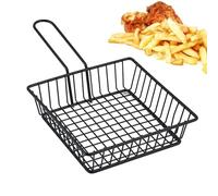 Panier à frire avec poignée | Panier de cuisine en métal pour la friture - Panier de service anti-brûlure pour barbecue intérieur ou extérieur pour filet de poulet, poulet grillé, desserts