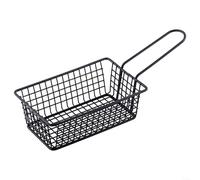 Panier à frire en acier inoxydable de qualité commerciale avec poignée robuste pour friture de poulet, croustilles, crevettes et plus encore (rectangle)