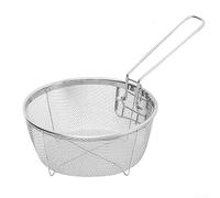 Panier à frire profond en acier inoxydable, panier rond égouttoir domestique pliable rond panier de friture avec poignée amovible
