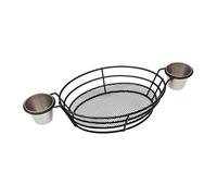 Panier à frites - 33 x 15 x 7 cm | Panier métallique avec 2 bols à tremper | Pour frites, poulet, hamburger, collations, patio, barbecue, camping