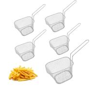 Panier à Frites, 5 Pièces Panier Friteuse Acier Inonxydable, Barquette Frite pour Filtrer les Frites et Autres Aliments