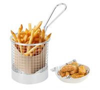 Panier à Frites en Acier, Petit Panier de Service pour Frites avec Poignée Support Réutilisable pour Frites Friteuse pour Frites Crevettes Oignons Ronds 9 x 8,6 x 8 cm / 3,5 x 3,4 x 3,1 Pouces