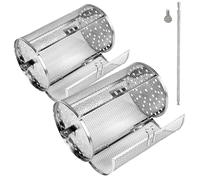 Panier à frites grillées - Plateau en en acier inoxydable, panier rond friture BBQ | Baramine à grains de café portable, Cage de four pour noix de frites végétales