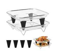 Panier à friteuse à air chaud - Avec grille en silicone - 2 pièces - Pour griller, cuisiner, sécher et préparer des aliments, pour la maison, la cuisine, le plan de travail, le bar, le salon