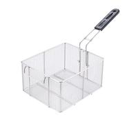 Panier à friteuse en acier inoxydable avec cadre en filet électrique, passoire à frites commerciale, facile à nettoyer, polyvalent avec poignée amovible en bois massif incrustée étendue
