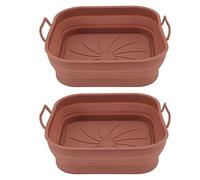 Panier à friteuse en Silicone, doublures de casserole antiadhésives, poignée de bac à légumes Durable 440F, haute température, lavable au lave-vaisselle, accessoires de cuisine (Café)