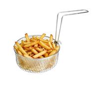 Panier à friteuse rond en acier inoxydable avec poignée amovible 2 l | Panier à frire de cuisine pour poulet, rondelle d'oignon, cuisson des pâtes, légumes à la vapeur, cuisine