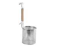 Panier à friture en Acier Inoxydable avec poignée en Bois - Passoire à Aliments pour Nouilles, Udon, raviolis, légumes, pâtes et Frites - Tailles 16 cm et 12 cm