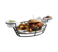 Panier À Friture Noir En Fil Ovale Pour Restaurant Avec Support 39x20x11 Cm APS