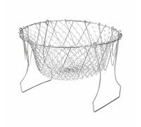 Panier à friture, passoire pliable en acier inoxydable, panier à passoire à densité de maille modérée, passoire de cuisine de chef avec poignée pour la cuisine