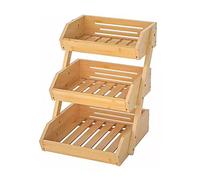 Panier à Fruit, Corbeille a Fruit à 3 Niveaux, Corbeille à Fruits en Bambou, Rangement Cuisine, Garde Manger, Support De Bol à Fruits Et Légumes, Pour Garde-manger De Cuisine(30 x 33 x 41cm)