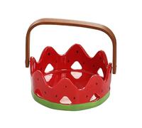 Panier à Fruits Créatif en Céramique avec Poignée en Bois - Pièce Maîtresse Décorative pour Salon, Rangement à Fruits et Snacks, Décor de Table Unique,B