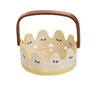 Panier à Fruits Créatif en Céramique avec Poignée en Bois - Pièce Maîtresse Décorative pour Salon, Rangement à Fruits et Snacks, Décor de Table Unique,A