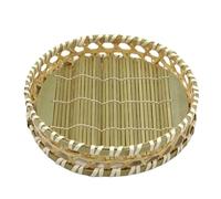 Panier à Fruits Tressé | Corbeille à Fruits Tressée - Plateau Décoratif Rustique Creux à Fond Plat pour Servir Pommes de Terre, Bonbons, Fruits et Légumes, Gâteaux, Oignons sur Table de Salle à Manger