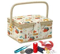 Panier à - Grand plateau amovible, organiseur de rangement multi-compartiments, panier pour kit de, aiguilles à coudre, crochet, femmes adultes, débutants, voyage, solution de