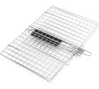 Panier à grillades en acier inoxydable pliable réutilisable Poignée en bois résistante à la chaleur Barbecue Rack pour l'extérieur