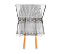 Panier à griller, 30,5 x 25,5 x 4 cm, outil de barbecue en acier inoxydable avec poignée en bois amovible, design verrouillable pour une cuisson uniforme du poulet, du poisson, des légumes (double