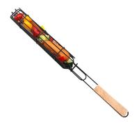 Panier À Griller Avec Poignée Poignée Bois Résistante Chaleur Portable | Support De Cuisson Pour Paniers BBQ Steak Légumes Poisson Maison et Cuisine Extérieur Camping Pique-nique et Fête