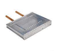 Panier à griller en acier inoxydable avec poignée amovible pour griller poulet, poisson et légumes sur feu ouvert ou grill (double poignée)