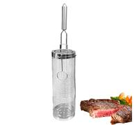 Panier à griller, filet tubulaire pour barbecue en acier inoxydable avec poignée, panier pour légumes grillés | pour légumes, poisson, viande, fruits de mer, boeuf, porc, camping, anniversaire, plage