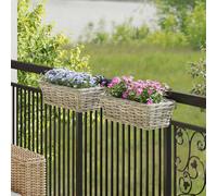 Panier à jardinière suspendu GENDT 2 pièces Rattan Kubu à plantes Tissé vidaXL v