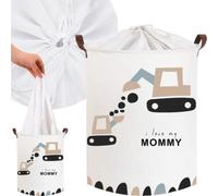 Panier à jouets, fermable, coton, Trucks Love Mommy - blanc, 43 L