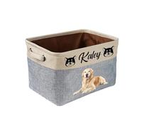 Panier à jouets personnalisé pour animaux de compagnie, Noms de chats et de chiens personnalisables, Boîte de rangement pliable avec poignée, Convient pour les jouets, les vêtements, les couvertures