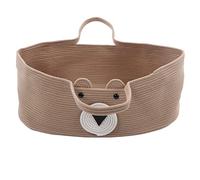 Panier à Langer pour Bébé Motif Ours de Dessin Animé Fait à la Main en Corde de Coton avec Poignée Tissé à la Main Matelas à Langer Portable Bébé Couche pour Commode ou Table(Type 1)