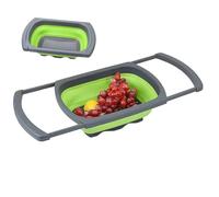 Panier à Légumes Pliable et Extensible - Égouttoir Rétractable en Silicone avec Poignées Pour Fruits et Pâtes | Passoire de Cuisine Compacte 26x39cm | Maison, Appartement, Préparation de Repas