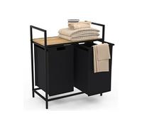 IDMarket Panier à linge Detroit 2 bacs Tissu noir Design industriel