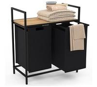 IDMarket Panier à linge Detroit 2 bacs Tissu noir Design industriel
