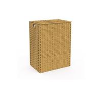 IDMarket Panier à linge Alvin 2 bacs effet rotin tissu écru