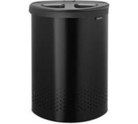 Panier à linge Brabantia Selector avec couvercle | 55 L - Panier à linge 2 compartiments avec couvercles Quick-Drop et sac en coton amovible | Matt Black