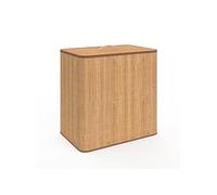 IDMarket Panier à linge Alba 3 bacs amovibles bambou tissu écru