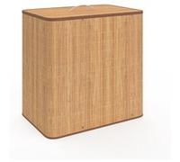 Panier à linge 3 bacs amovibles bambou ALBA tissu écru Marron G
