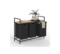 IDMarket - Panier à Linge 3 bacs Detroit Tissu Noir Design Industriel