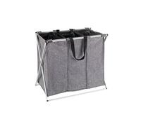 - Panier à linge 3 compartiments design Trio - L. 63 x H. 57 cm - Gris chiné - Trio