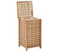 Panier à linge 39 x 39 x 65 cm en bois massif de noyer | Bois de noyer massif, design en maille, sac amovible, fixation murale incluse