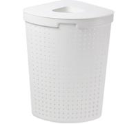 Plast Team Panier à linge d'angle Grand – 62 litres en plastique – Blanc