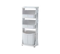 Panier à linge à plusieurs niveaux, matériau PP moderne, design indépendant , Blanc - 4 niveaux