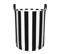 Panier à linge à rayures noires et blanches - Panier à linge pliable avec poignées - Léger - Sac de rangement pour vêtements et jouets - Sac de rangement pour la maison, la salle de bain, la chambre à