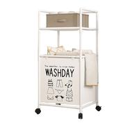 Panier à linge à roulettes avec étagères amovibles - Cadre en métal pliable - Panier de rangement pour salle de bain et chambre à coucher - Trieur de linge extensible