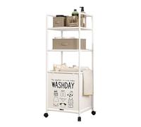 Panier à linge à roulettes avec étagères amovibles - Cadre en métal pliable - Panier de rangement pour salle de bain et chambre à coucher - Trieur de linge extensible