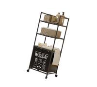 Panier à linge à roulettes avec étagères amovibles - Cadre en métal pliable - Panier de rangement pour salle de bain et chambre à coucher - Trieur de linge extensible