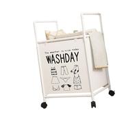 Panier à linge à roulettes avec étagères amovibles - Cadre en métal pliable - Panier de rangement pour salle de bain et chambre à coucher - Trieur de linge extensible