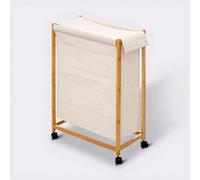 Panier à linge à roulettes en bambou 52 L