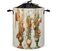 Panier à linge Art Nouveau Peinture Panier à linge Panier de rangement circulaire imperméable avec poignées Panier de rangement portable pour vêtements sales Panier de rangement pour la maison, la