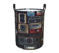 Panier à linge autonome vintage mural de radio Boombox Panier à linge pliable avec poignées Panier à vêtements sales pour dortoir, chambre à coucher, voyage, camping, salle de bain